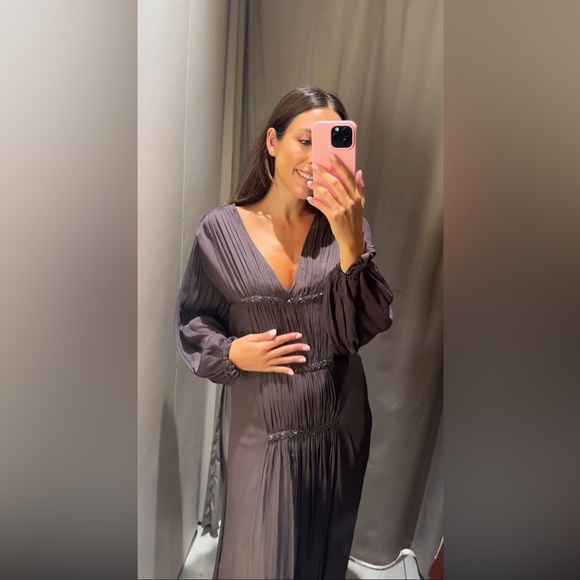 ZARA BEADED EMBROIDERED ZW COLLECTION DRESS - Picture 3 of 9